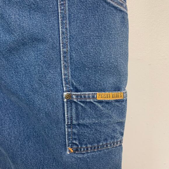 Prison Blues Mens Made in the USA Vintage Dark Wash Double Knee Jeans 44 x 34 - Picture 7 of 11